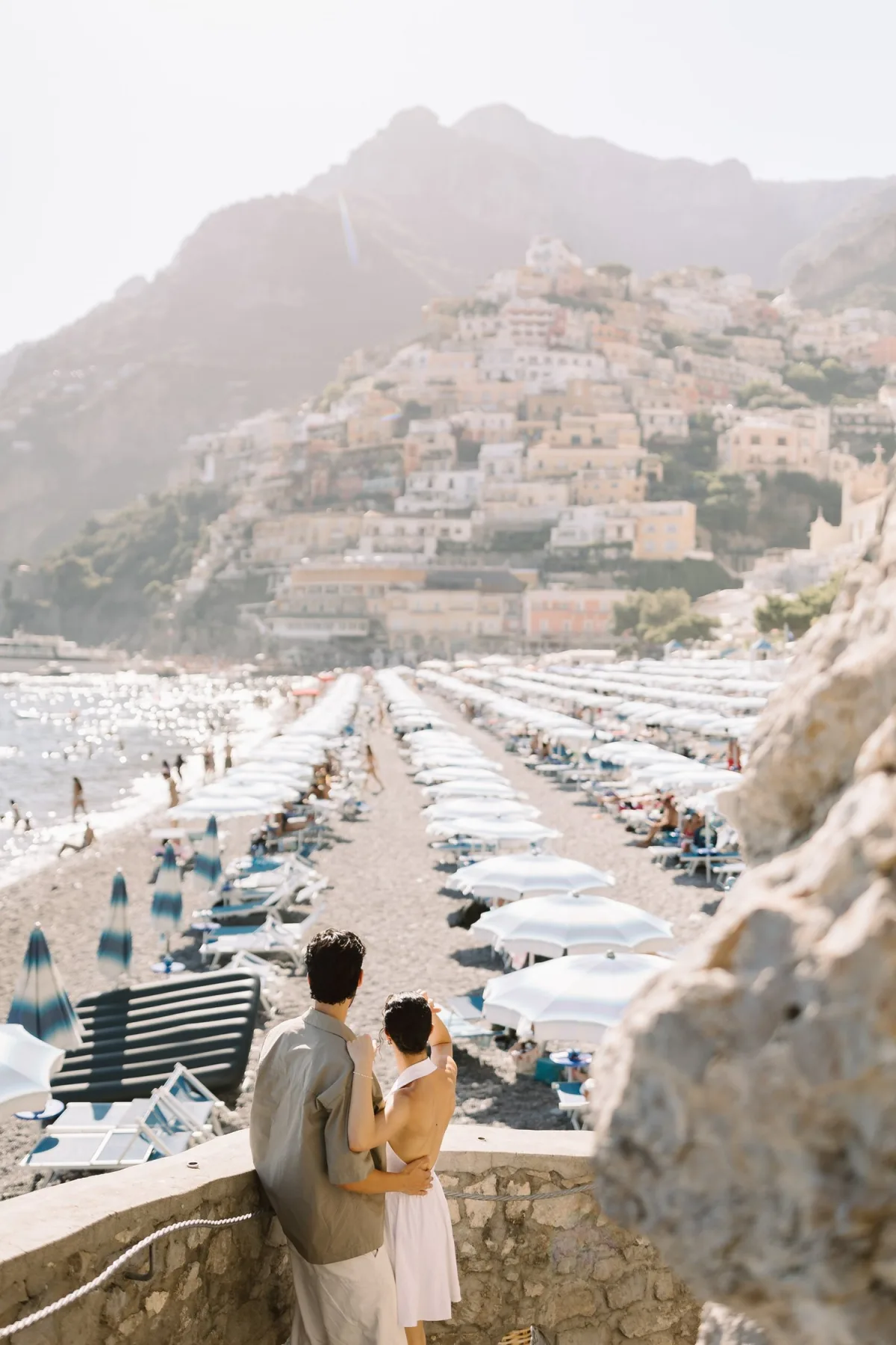 Mediterranean destination wedding portrait overlooking the coast